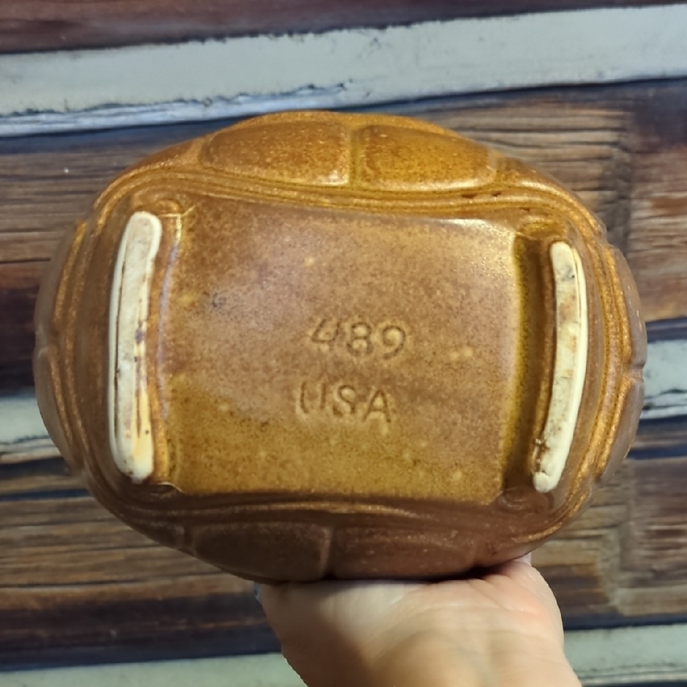 Vintage Brown Ceramic Bowl Vase Home Decor Neutral oval Stoneware - Picture 4 of 6